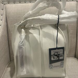 NWT Sassy Jones Ava Everything Egyptian Bright White Leather Tote